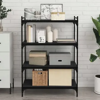 Knihovna Police z dřevotřísky VidaXL 80 x 1,5 cm černá