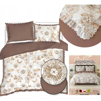 Povlečení Povlečení s falbankou 200x220 W Květy Béžová