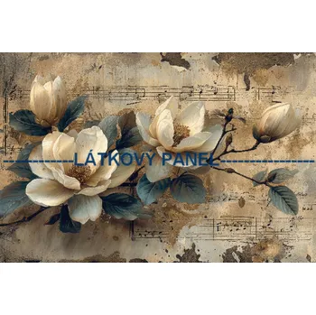 Panel bavlna - Květiny s notami - VI-93 Velikost: 60x40cm