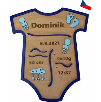 Dřevěná hračka JH WoodArt Dřevěná památka k narození miminka – body s údaji na míru 1 ks (Krásně ozdobí dětský pokoj a zůstane vzpomínkou na celý život.)