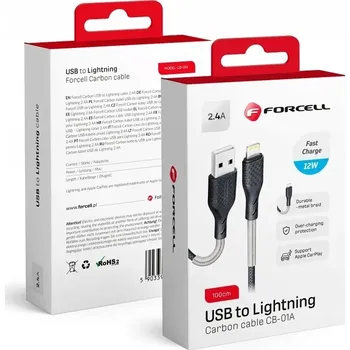 Datový kabel Kabel Forcell USB - Apple Lightning 1 m černý