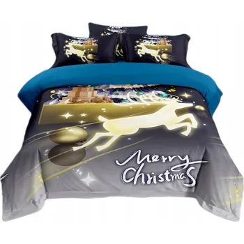 Povlečení POVLEČENÍ VÁNOČNÍ 160x200 + 2 x 70x80 SOB, SANĚ, MIKULÁŠ, STROMEČEK