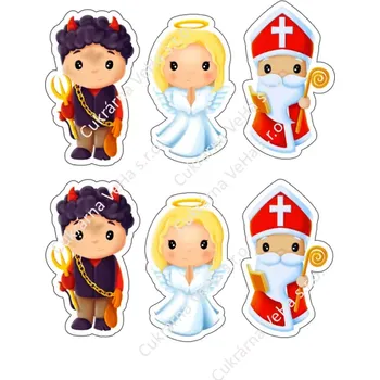 Jedlá dekorace na dort Fondánový list k vykrajovátku :¨"Andělka, Mikuláš, Čert"