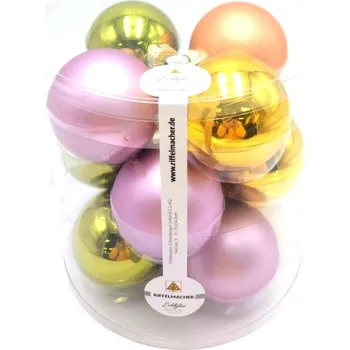 Vánoce Riffelmacher Set 12 ks vánočních skleněných ozdob - koule ø 8 cm - barevné Nové