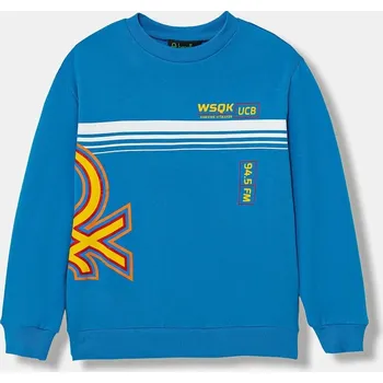 Chlapecká mikina Dětská bavlněná mikina United Colors of Benetton 33NVC10QW.G.Seasonal modrá 50X, vel. 160