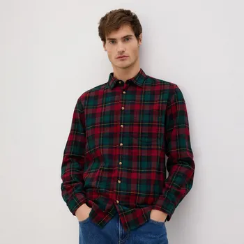 Pánská košile Reserved - Kostkovaná košile regular fit - hnědá - 419GT-83P - 419GT-83P-S