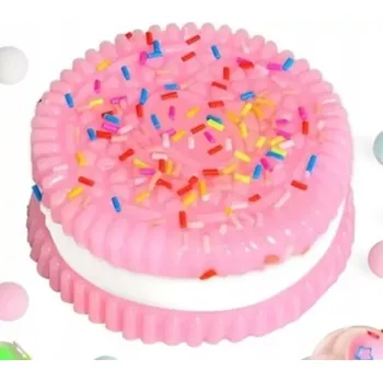 Hračka pro nejmenší Relaxační a antistresová hračka Squish - sušenka Oreo růžová malá