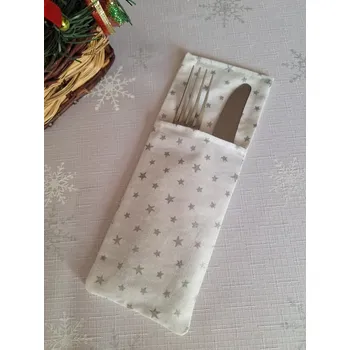 Příbor Kapsa na příbor bílá, stříbrné hvězdičky