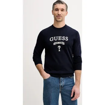 Pánský svetr Svetr z hedvábné směsi Guess HAMMOND pánský, tmavomodrá barva, M5YR00 Z0122 M5YR00.Z0122 59X, vel. XXL