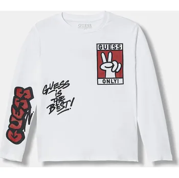 Pánská móda Bavlněné tričko s dlouhým rukávem Guess N5BI05.I3Z14.9BYA bílá 00X, vel. 122-125