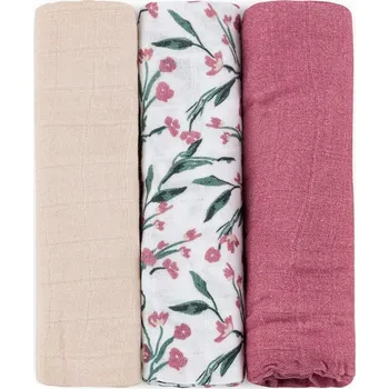 látková plena Petite & Mars Sada plen bambusová mušelínová 3 ks Moussy 68 x 68 cm Petite&Mars Pink Meadow