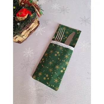 Příbor Kapsa na příbor, zelená zlaté hvězdy