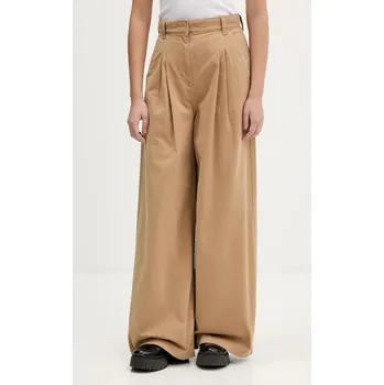 Dámské kalhoty Bavlněné kalhoty Tommy Jeans dámské, zelená barva, široké, high waist, DW0DW22634 19X, vel. 25/30