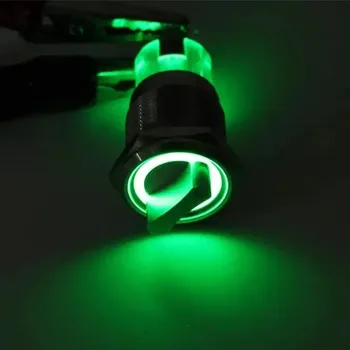 Auto elektroinstalace Spínač otočný kulatý, zelené podsvícení