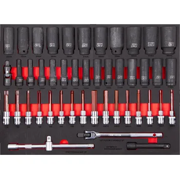 Sada nástrčných klíčů a kovaných hlavic v pěnové výplni, 45 ks - AH2325