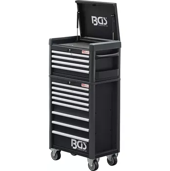 Dílenský vozík s nástavbou a nářadím, 12 zásuvek, 263 ks - B4088