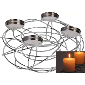 Adventní věnec JUSTINUS, luxusní svícen z ušlechtilé oceli,ø35cm,varianty: Stříbrný