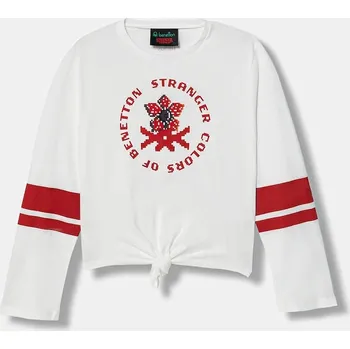 Chlapecké tričko Dětské bavlněné tričko s dlouhým rukávem United Colors of Benetton 36UVC10R1.G.Seasonal bílá 00X, vel. 130