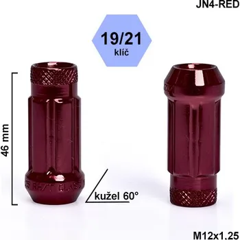 Alu kolo Montážní sada JN4-RED kolová matice 20ks M12x1,25 kužel, hlava 6SPLINE klíč 19/21