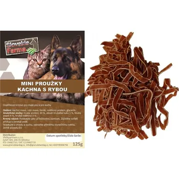 Pamlsek pro psa Slovakia Farma MINI proužky kachna s rybou, pamlsek pro psy a kočky, 125 g