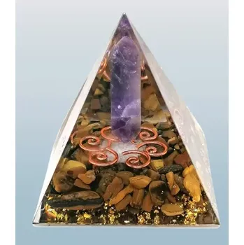 Orgonitová pyramida s tygřím okem a spirálou života