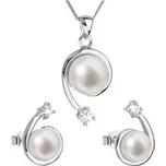 Luxusní stříbrná souprava s pravými perlami Pavona 29031.1 (náušnice, řetízek, přívěsek) Evolution Group