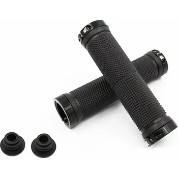 Cyklistické gripy s hliníkovou uzamykací objímkou (černé) – 1 pár (RUKA1)