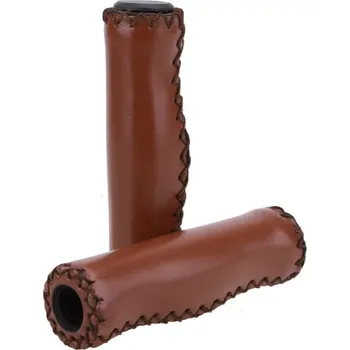 Kožené gripy na kolo (1 pár) – hnědé (RUKK1)