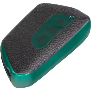 Auto elektroinstalace TPU obal pro klíč Škoda, VW, Seat, zelený-kůže