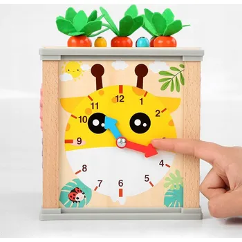 Dřevěná hračka Dřevěná Vzdělávací Kostka Sorter 5v1 Puzzle Krabička Stavebnice Kvalita
