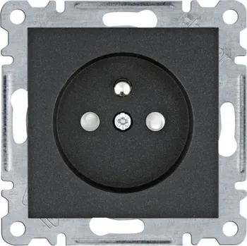 Elektrická zásuvka HAGER WL1043 Zásuvka 2P+E s clonkami - černá mat (HAGER WL1043)