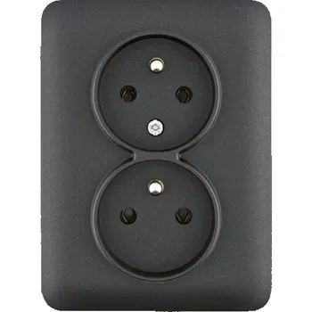 Elektrická zásuvka HAGER WL1273 Lumina soul Dvojzásuvka s ochranným kolíkem kompletní 16A/250V, černá mat (HAGER WL1273)