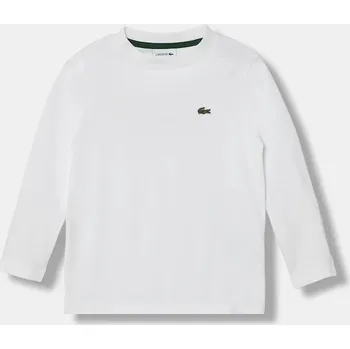 Dětské bavlněné tričko s dlouhým rukávem Lacoste TJ1123 bílá 00A, vel. 164