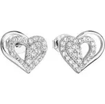 Stříbrné náušnice se zirkonem bílé srdce 11115.1 Evolution Group