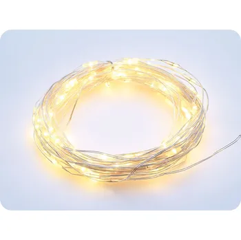 Vánoční dekorace LED dekorační řetěz stříbrný s časovačem 10m, 100LED, 3xAA, IP44 [X01100115, X01100215] Teplá bílá [X01100115]