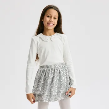 Dívčí oblečení Reserved - Kraťasová sukně s flitry - stříbrná - 417FW-SLV - 417FW-SLV-U15