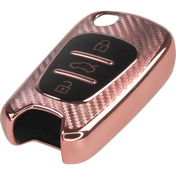 Auto elektroinstalace TPU obal pro klíč Hyundai/Kia, carbon růžový