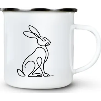 Divoká linie zajíc, černý potisk - Plechový hrnek VELKÝ 400ml (500 ml po okraj) - 400 ml