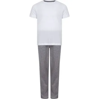 Chlapecké pyžamo Towel City Dětské dlouhé bavlněné pyžamo v setu - Bíla / šedý melír | 11-13 let
