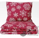 Bavlněné povlečení WINTER COLLECTION 140x200+70x90 Vločky v červené