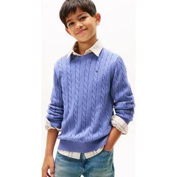 Dívčí svetr Dětský bavlněný svetr Tommy Hilfiger KB0KB09753.104.122.9BYA modrá 55X, vel. 110