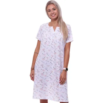 Dámské noční prádlo Bílá oranžová i růžová dlouhá noční košilka s krátkými rukávy pro ženy či dívky PUGET 1C3667 bílá xl