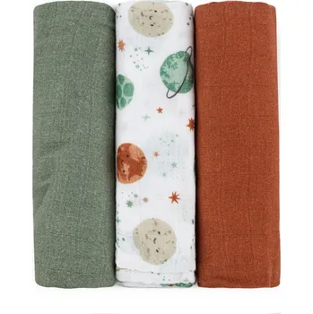 Přebalování Petite & Mars Sada plen bambusová mušelínová 3 ks Moussy 68 x 68 cm Petite&Mars Celestial Planets