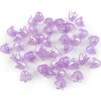 Plastové korálky zvoneček / sukýnka s AB efektem 9x11 mm Varianta: 5 fialová lila, Balení: 10 g