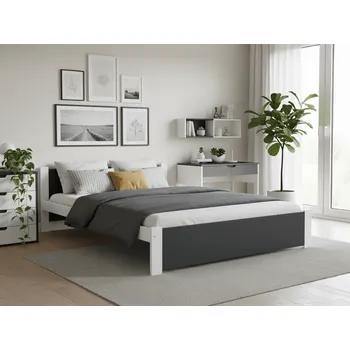 Nábytek Postel IKAROS 160 x 200 cm, antracit/bílá Rošt: S laťkovým roštem, Matrace: Matrace Deluxe 10 cm