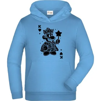 Pánské tričko Král srdcí, černý tisk - Dětská mikina s kapucí - 128 cm