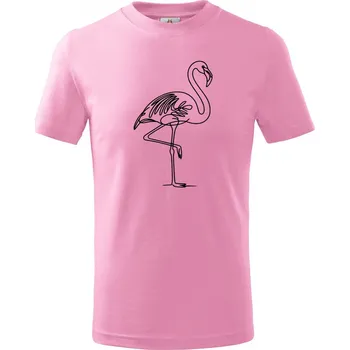 Pánské tričko Divoká linie plameňák, černý potisk - Dětské tričko Basic - 134 cm/8 let