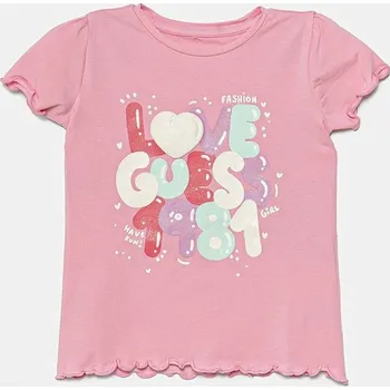 Chlapecké tričko Dětské tričko Guess růžová barva, K5GI15 K6YW4 K5GI15.K6YW4.PPYA 30X, vel. 88-96