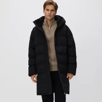 Reserved - Dlouhá prošívaná bunda s&nbsp;kapucí - černý - 7141H-99X - 7141H-99X-XL