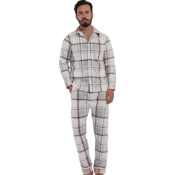 Pánské pyžamo Pánské pyžamo teplé šedé kárované celopropínací, elegantní 1Z1758 šedá xl